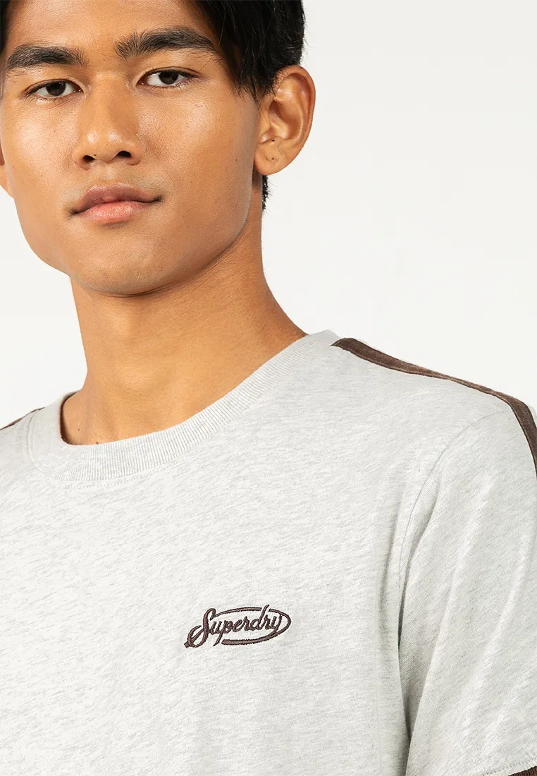 Футболка с логотипом и ретро-полосками, Essential, короткий рукав Superdry, серый — фото 3