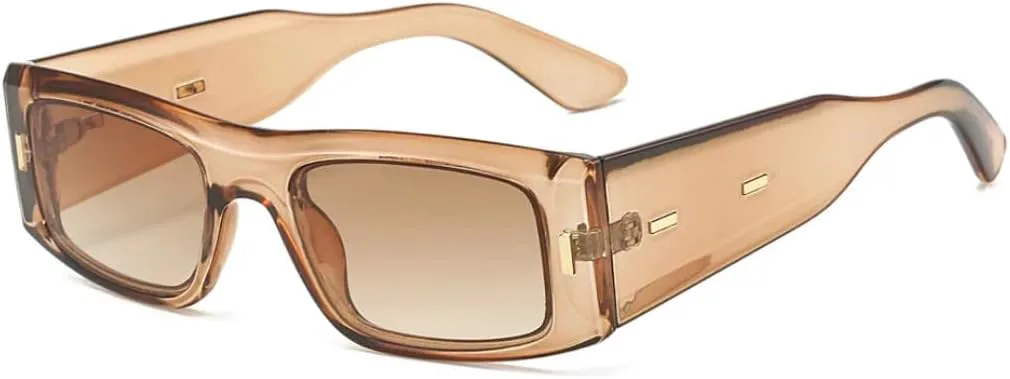 

Маленькие прямоугольные солнцезащитные очки для женщин и мужчин, для путешествий, класса люкс, мужские и женские, с защитой от УФ-излучения UV400 TYUVIVO, Brown