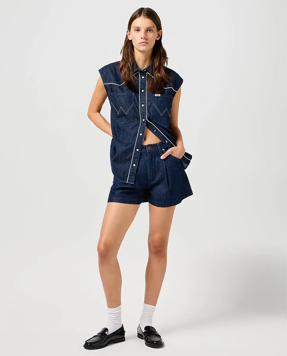 

Женские джинсовые шорты с покрытием черного цвета Wrangler, тёмно-синий