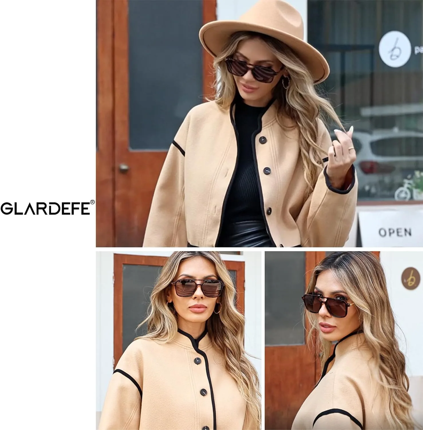 

Ретро-солнцезащитные очки-авиаторы для женщин и мужчин - модные, стильные квадратные солнцезащитные очки для женщин и мужчин GLARDEFE, C5 Green/Light Brown