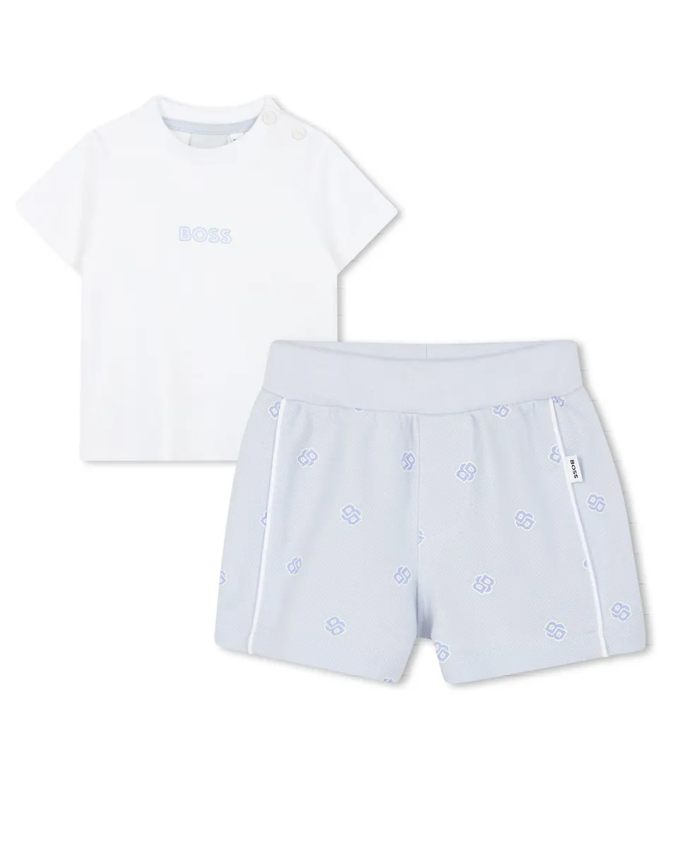 

Белый комплект с короткими рукавами для мальчика BOSS Kidswear