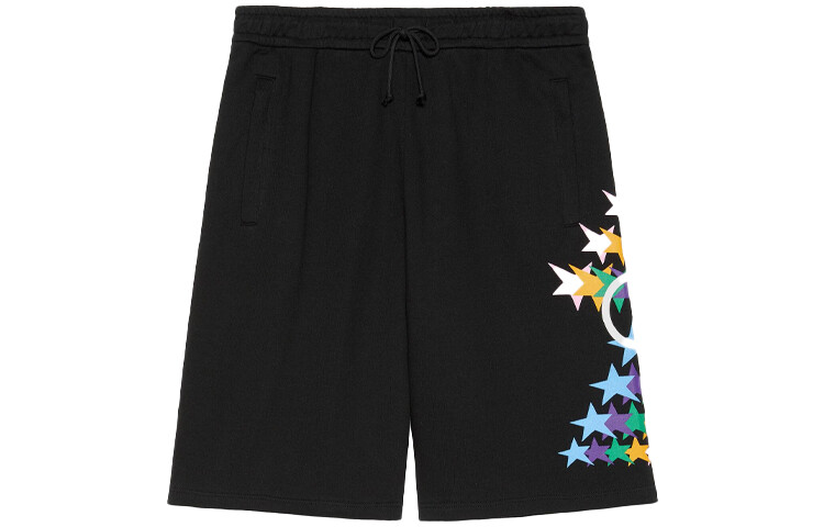 

Шорты хлопковые Gucci Interlocking G Star Flash Print, черный