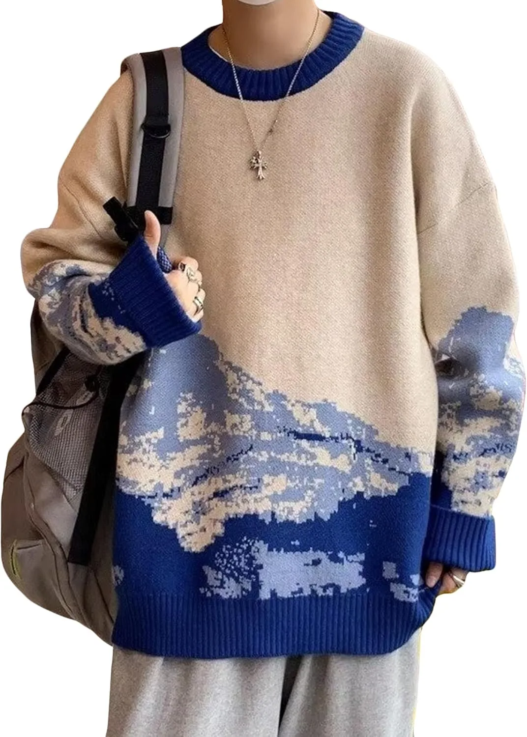 

Графический свитер с принтом в стиле винтаж JEShifangjiusu