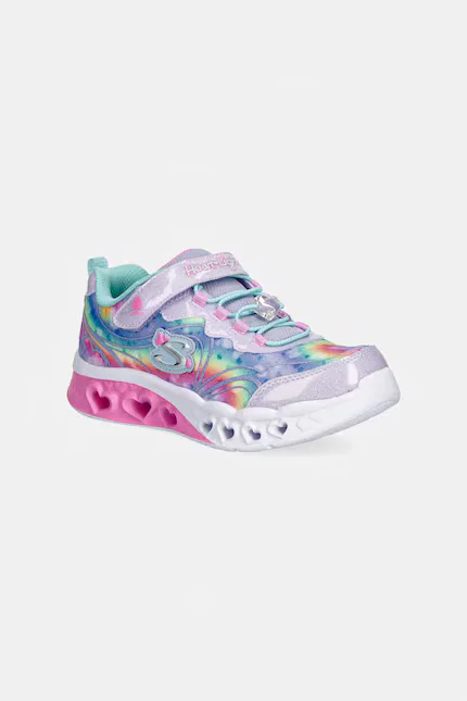 Кроссовки детские с блестками Flutter Heart Lights Groovy Swirl Skechers, фиолетовый