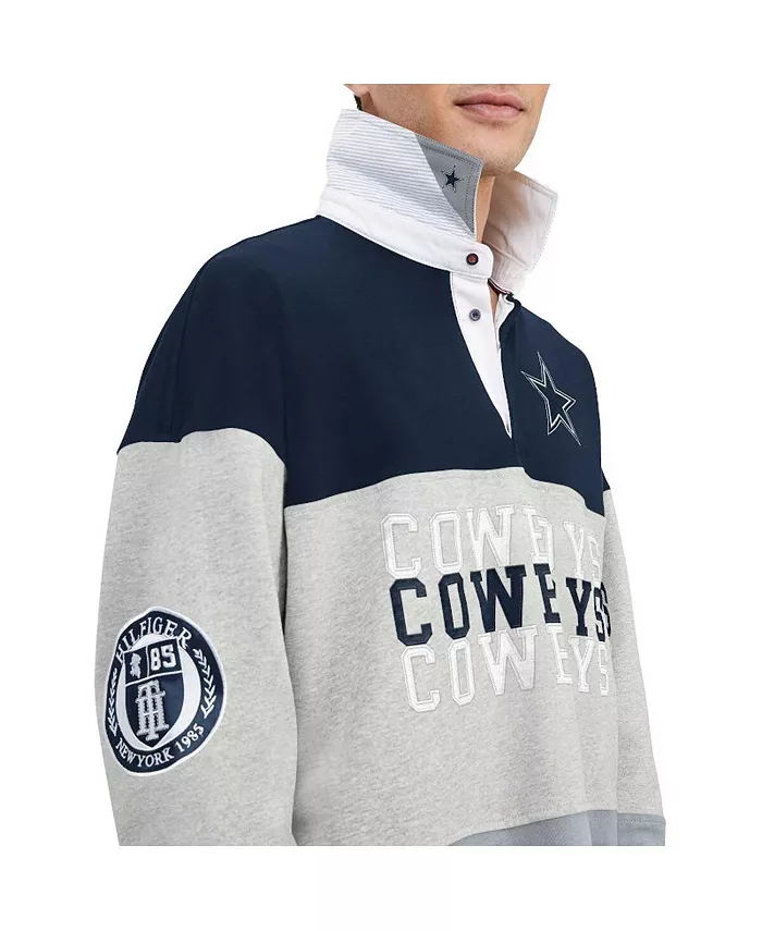 Мужская оверсайз рубашка-поло с длинным рукавом Dallas Cowboys Connor в цветах хизер серый и темно-синий Tommy Hilfiger — фото 2