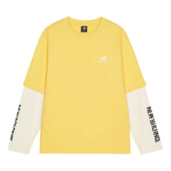 

Футболка New Balance Contrast Color Stitching Knit Round Neck Long Sleeves Couple Style Yellow, желтый