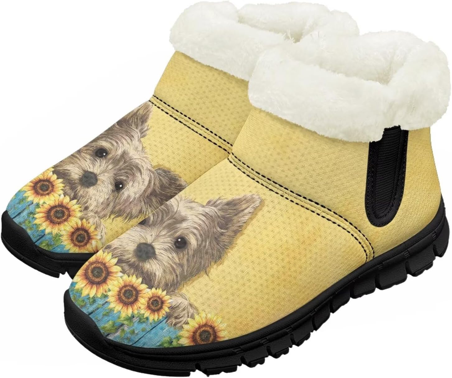 

Девочки Мальчики Зимние Сапоги Сноубутсы для Малышей Теплая Обувь с Меховой Подкладкой Модные Ботильоны Нескользящая Обувь Chririnla, Sunflower Puppy