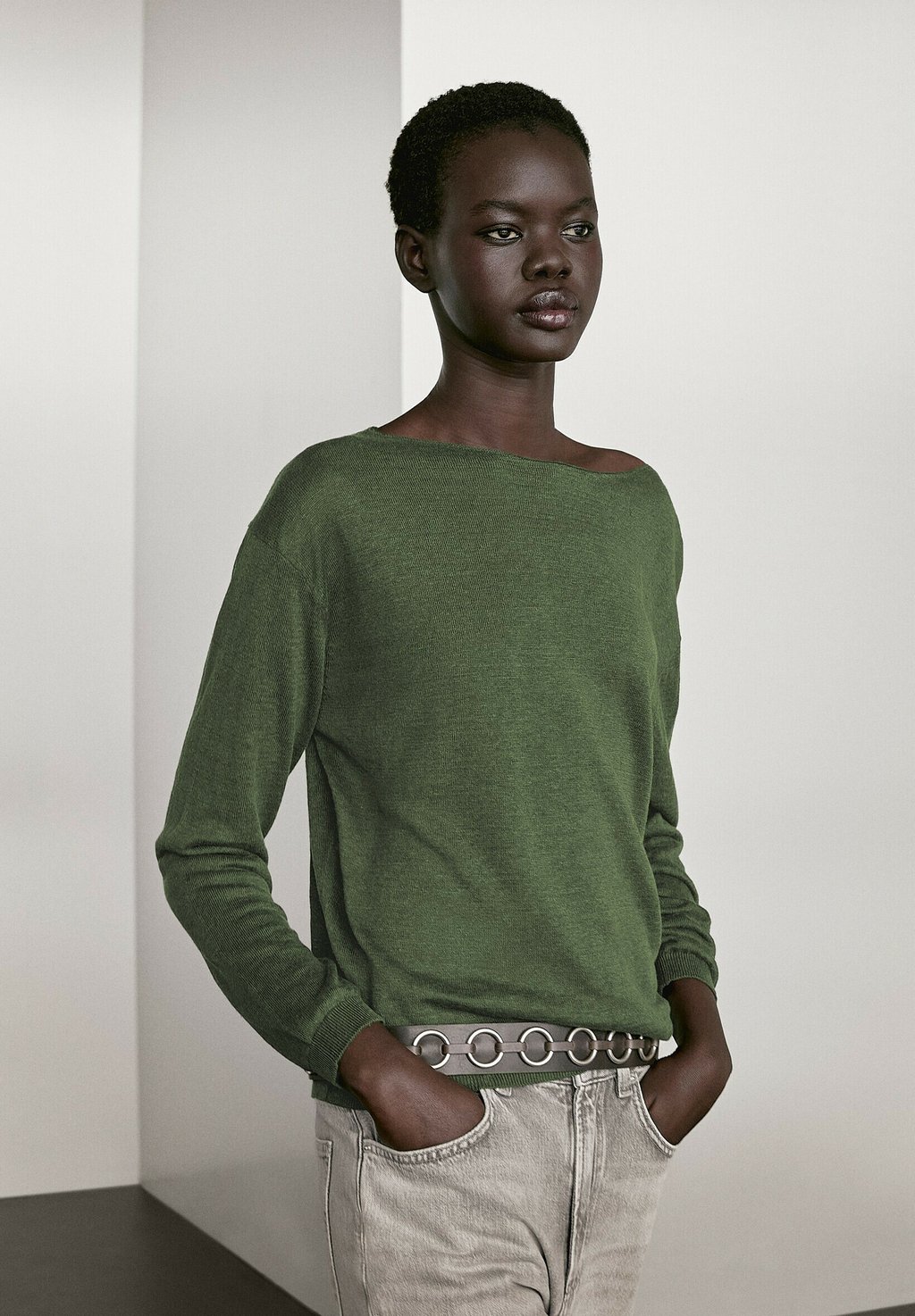 

Джемпер BOAT NECK Massimo Dutti, металлик зеленый