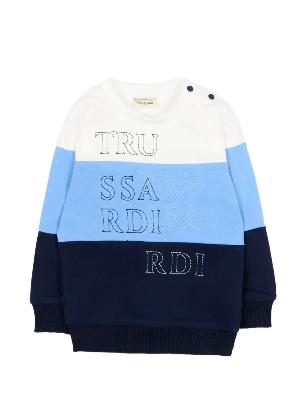 Свитер в полоску с аппликацией Trussardi Junior, синий