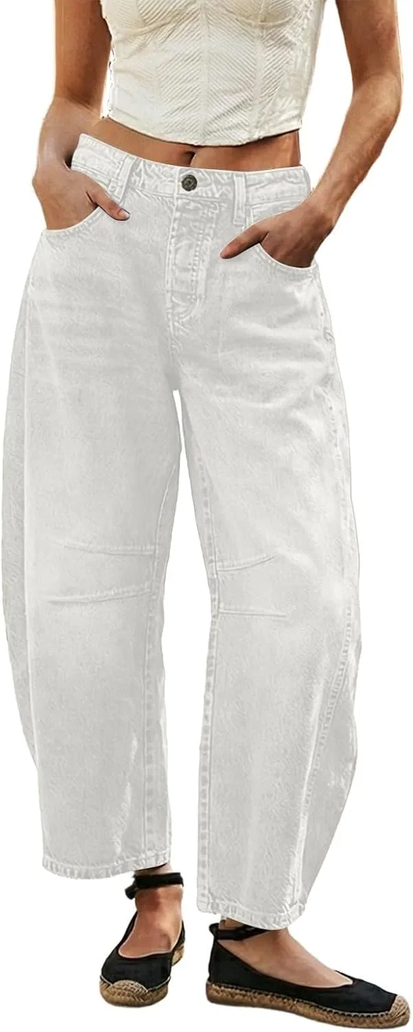 Джинсы мешковатые Y2K Barrel Jeans, белые