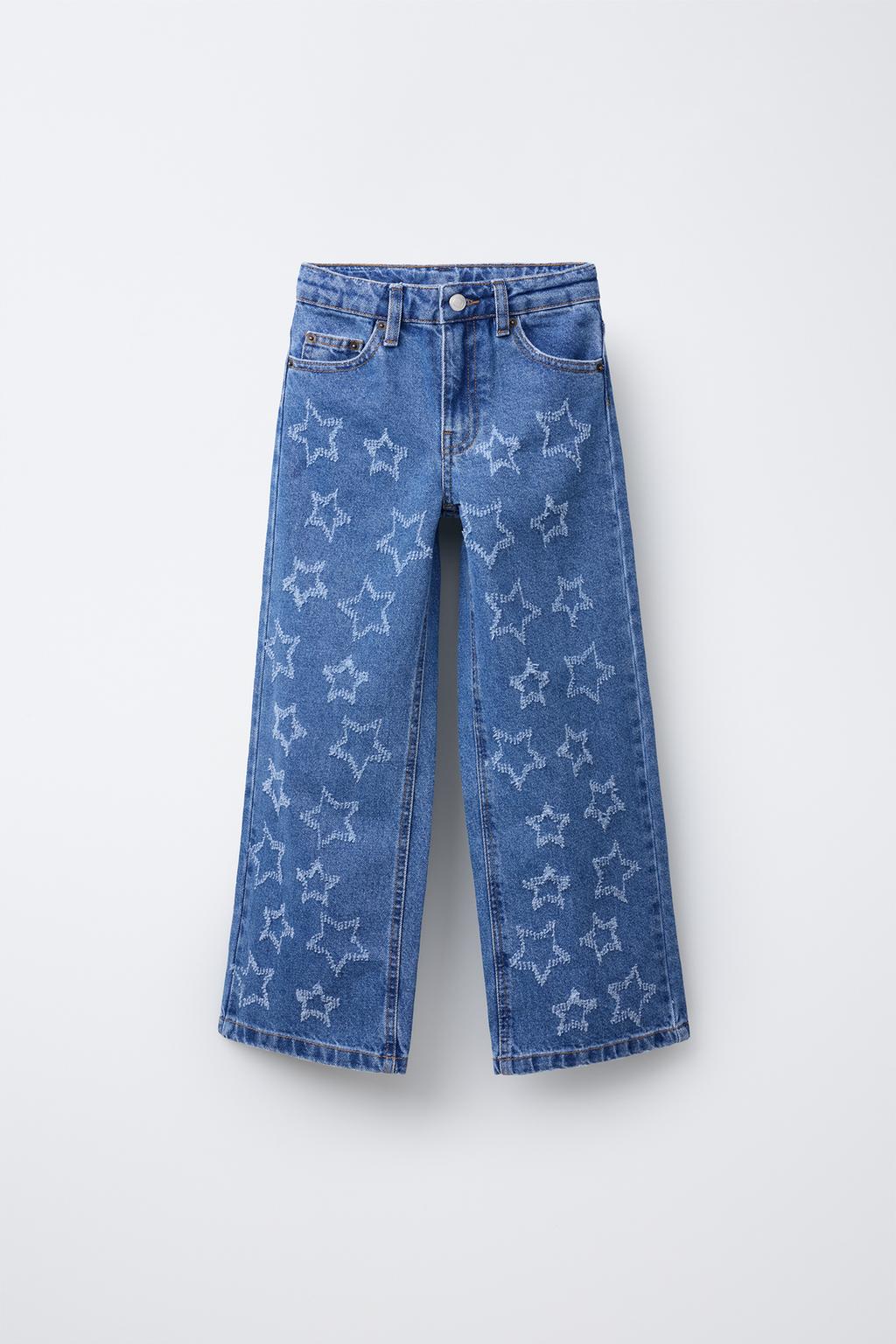 

Звездные джинсы с широкими штанинами ZARA, синий