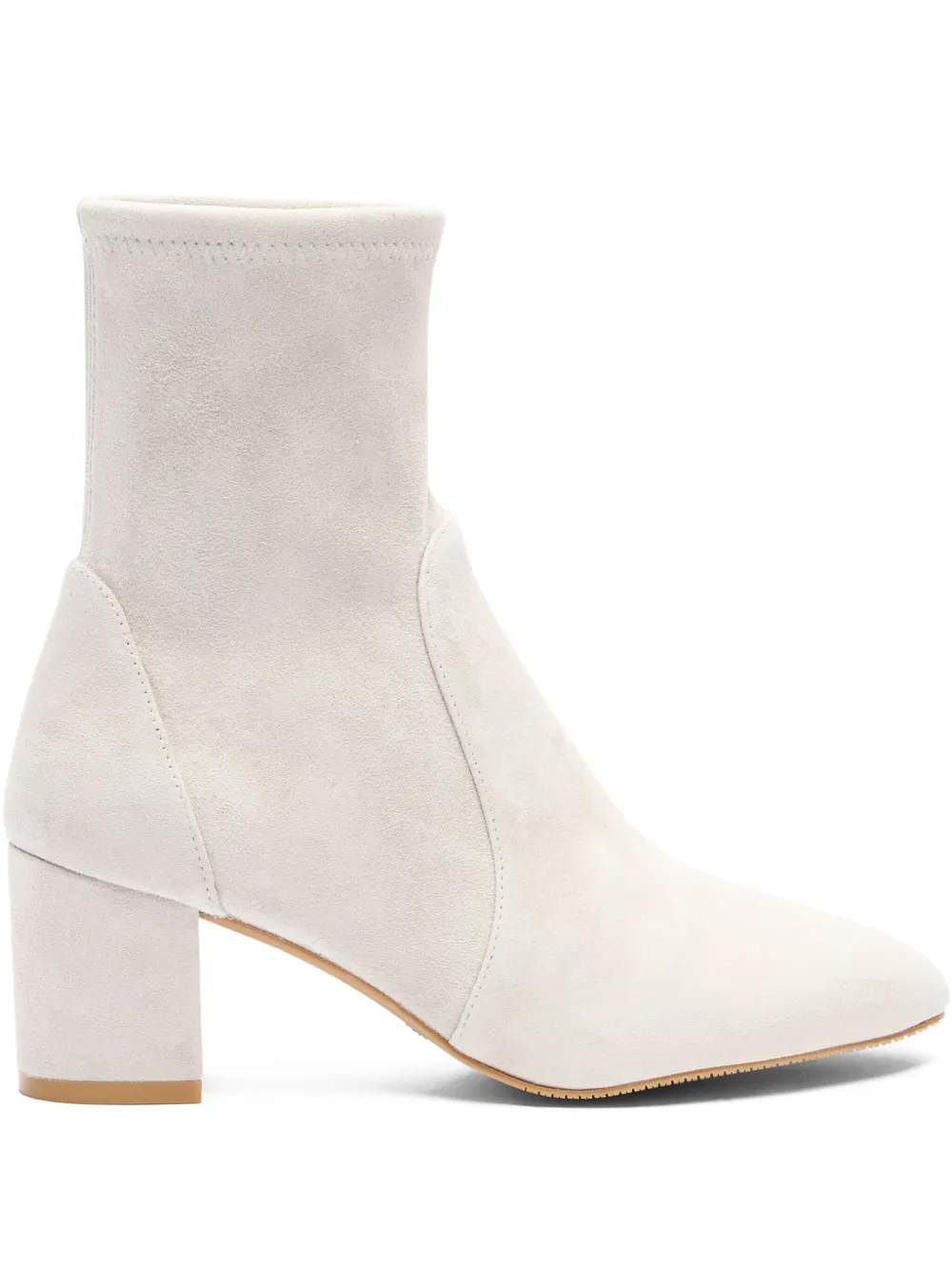Ботильоны-носки на блочном каблуке Stuart Weitzman, белый