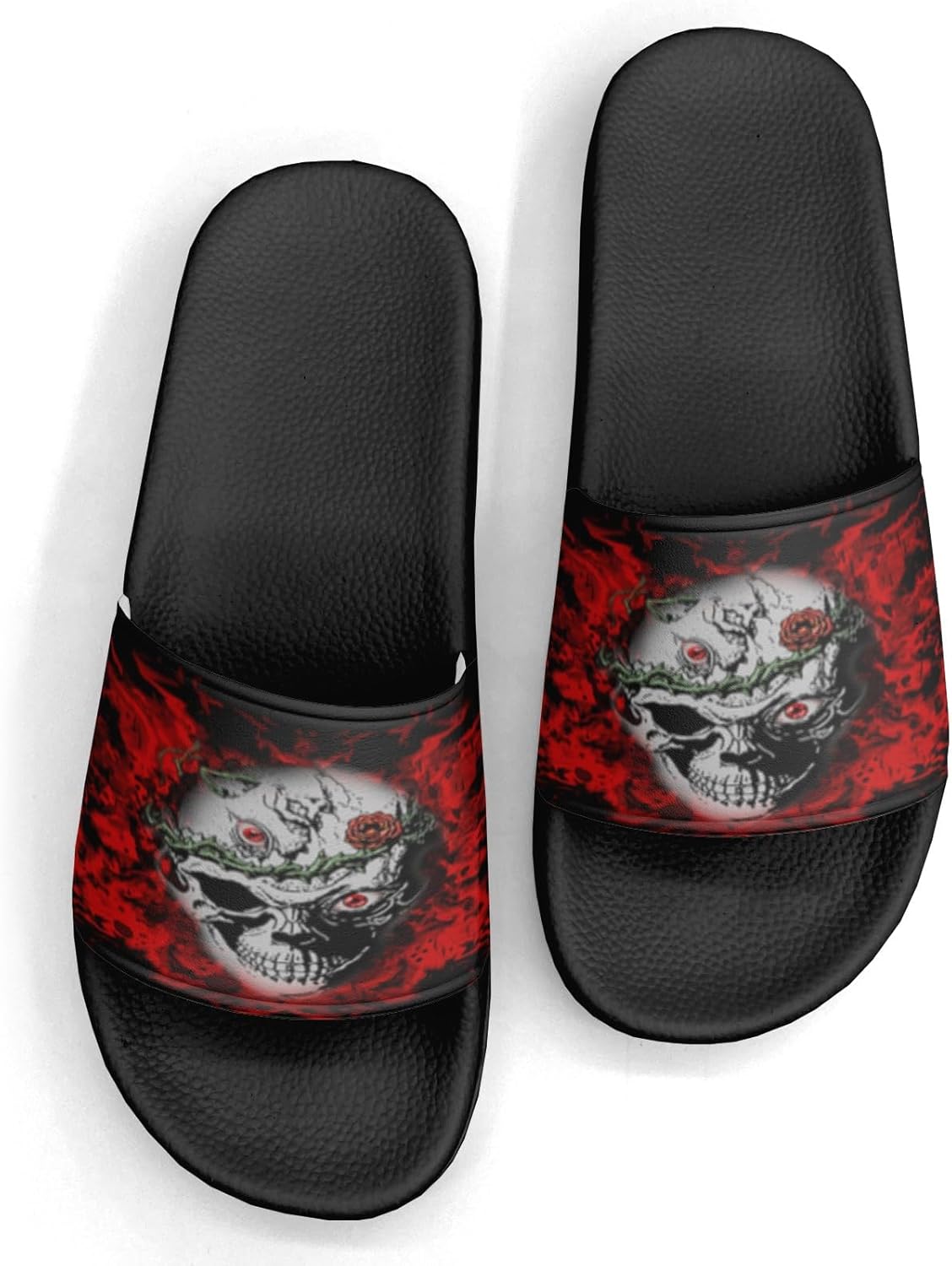 

Тапочки с черепом, черного цвета, дизайн искусства, шлепанцы для женщин и мужчин, повседневные спортивные шлепанцы, для бассейна, душа, дома и улицы Generic