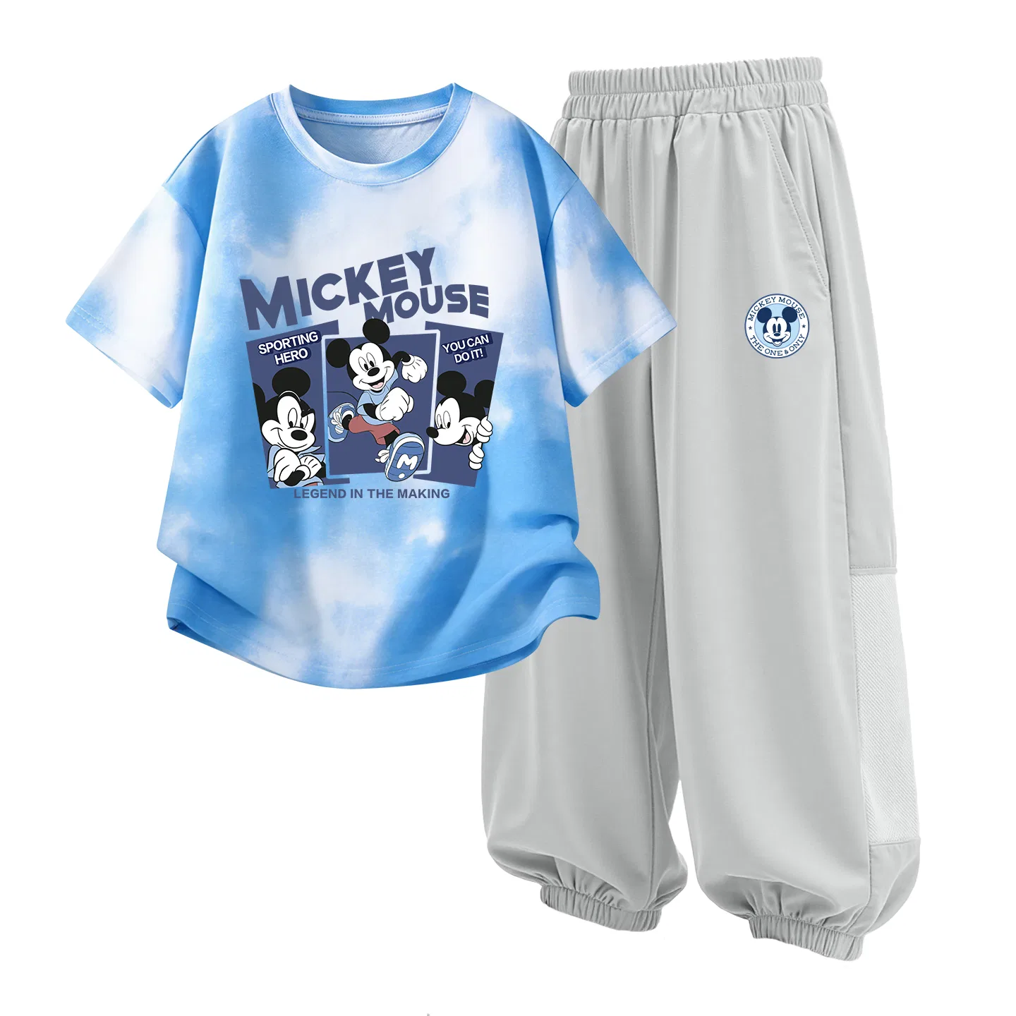 Детский спортивный костюм Casual Sportswear 2 Piece Set Disney, Di Happy Twilight Blue+Di Round Logo Mickey Mouse Misty Mountain Gray