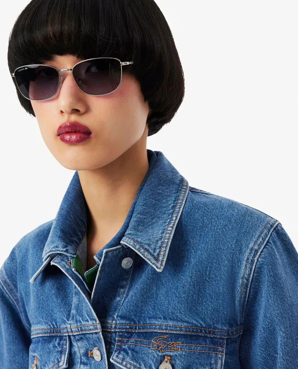 Женская джинсовая куртка Lacoste, 100% хлопок, светло-голубой — фото 3