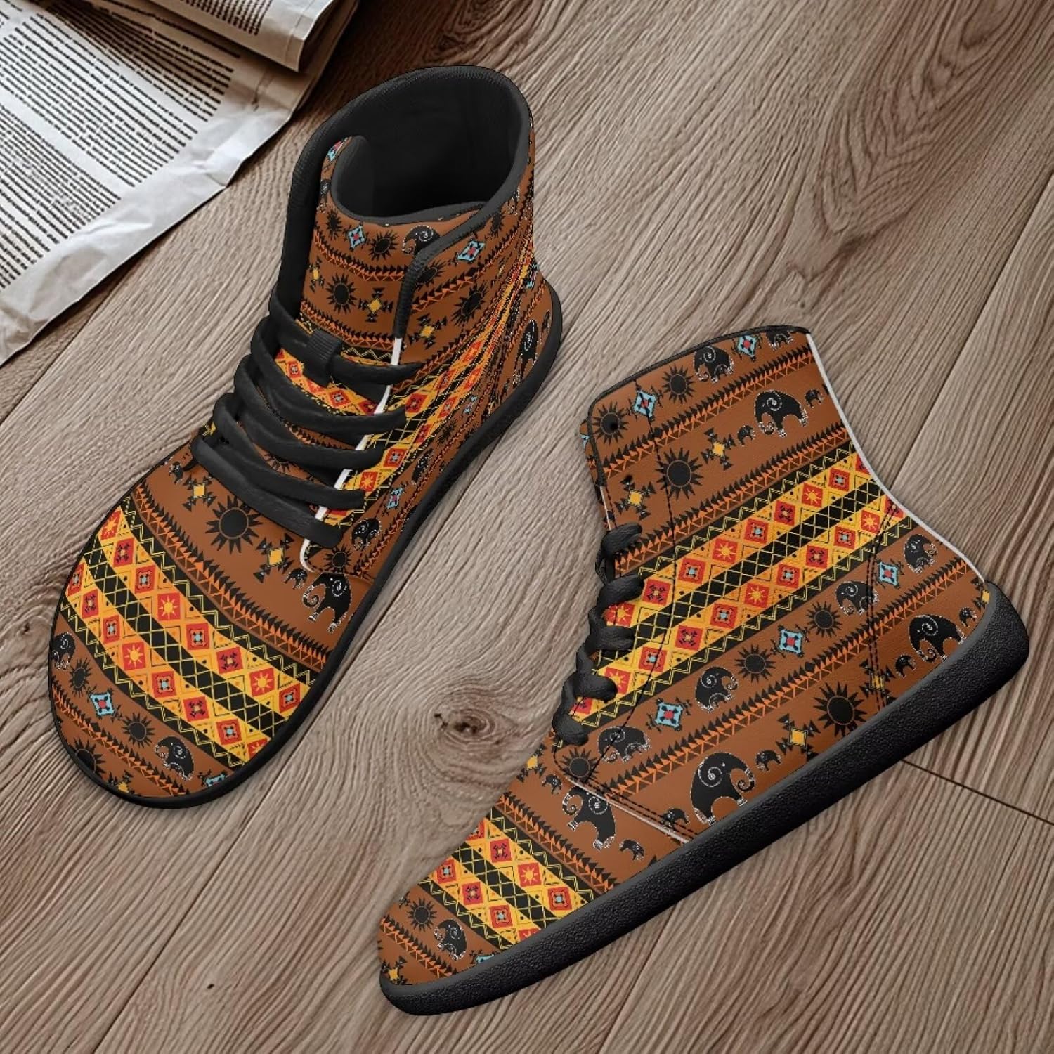 Кроссовки Binienty High Top Barefoot для женщин и мужчин, модные с нулевым перепадом, водонепроницаемые походные ботинки из ПУ-кожи, коричневый — фото 2
