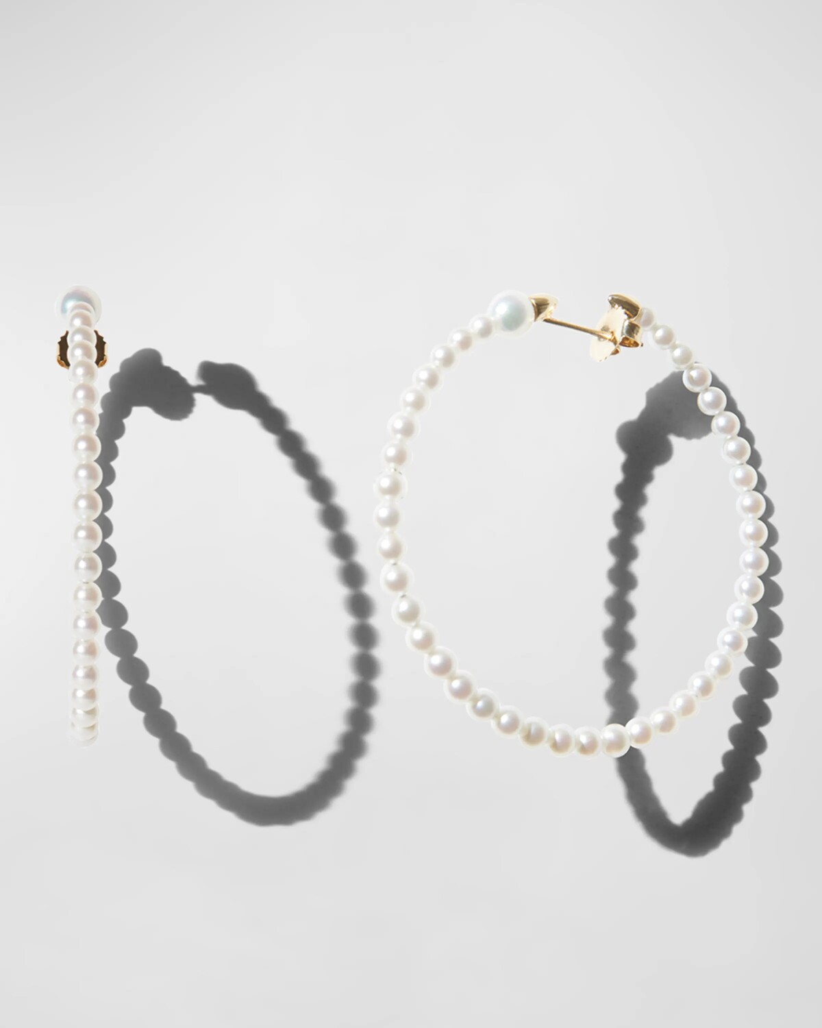 

Серьги-кольца с маленьким жемчугом Акойя 14 карат, 3 мм Mizuki