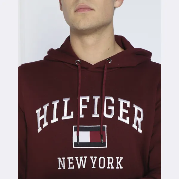 Современная толстовка свободного кроя Tommy Hilfiger, бургунди — фото 4