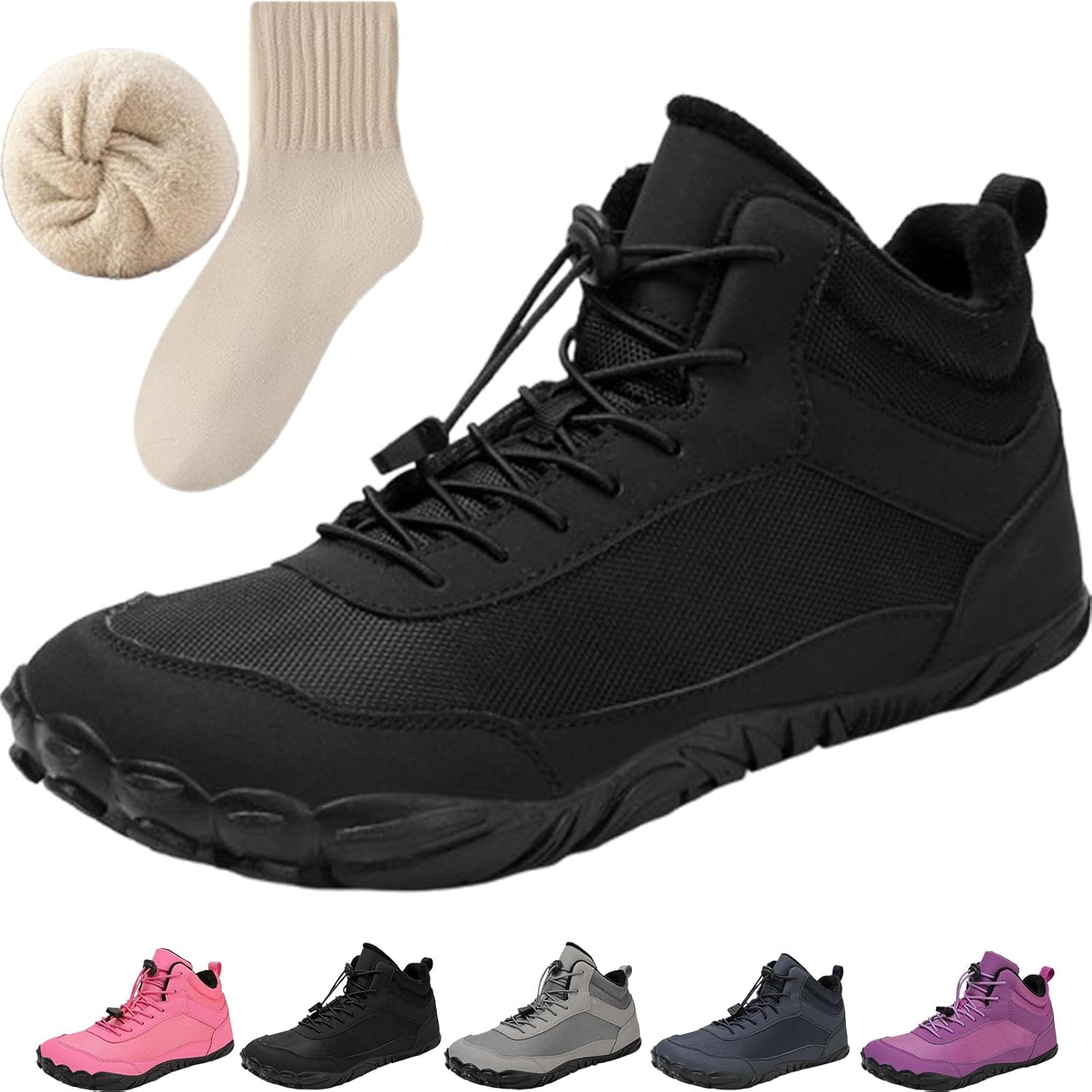 

Зимние походные ботинки для женщин и мужчин, водонепроницаемые противоскользящие снегоступы, повседневная уличная обувь, теплые ботинки для прогулок Generic, черный