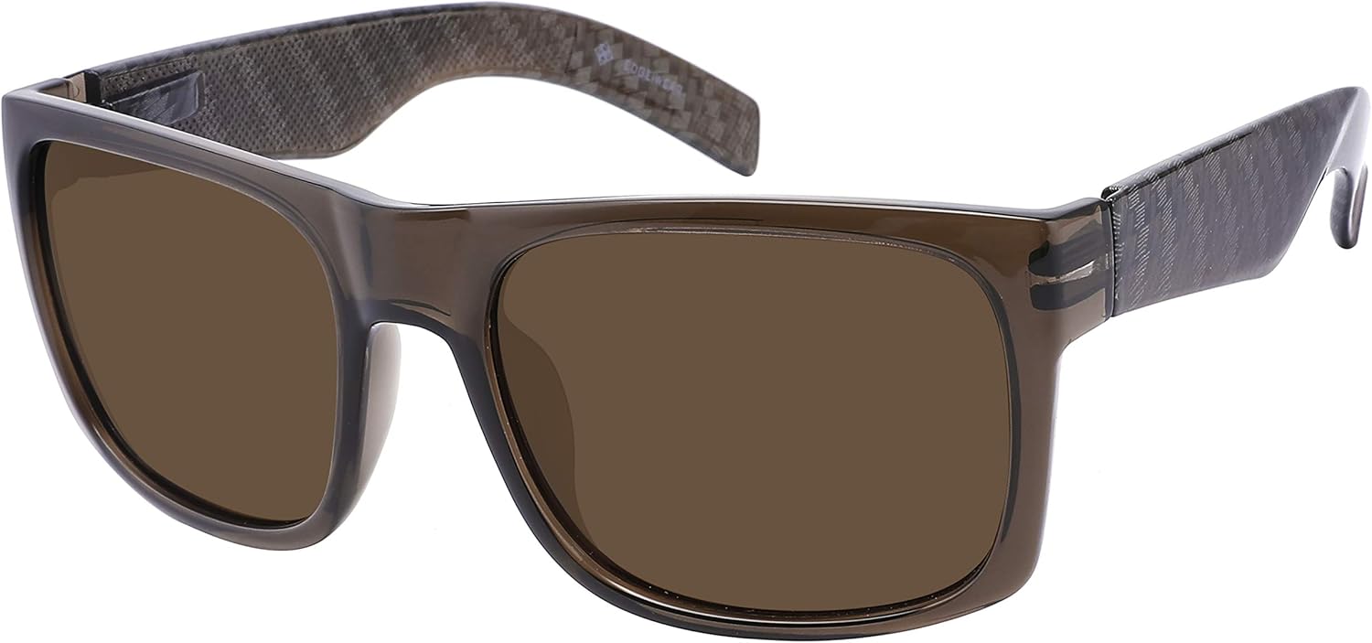 

Очки EDGEIWEAR Super XXLarge Size Retro Rectangular Frame TAC Polarized Lenses with Spring Hinge For Men & Women, Clear Brown & Brush Carbon Fiber Frame / Brown Lens 152