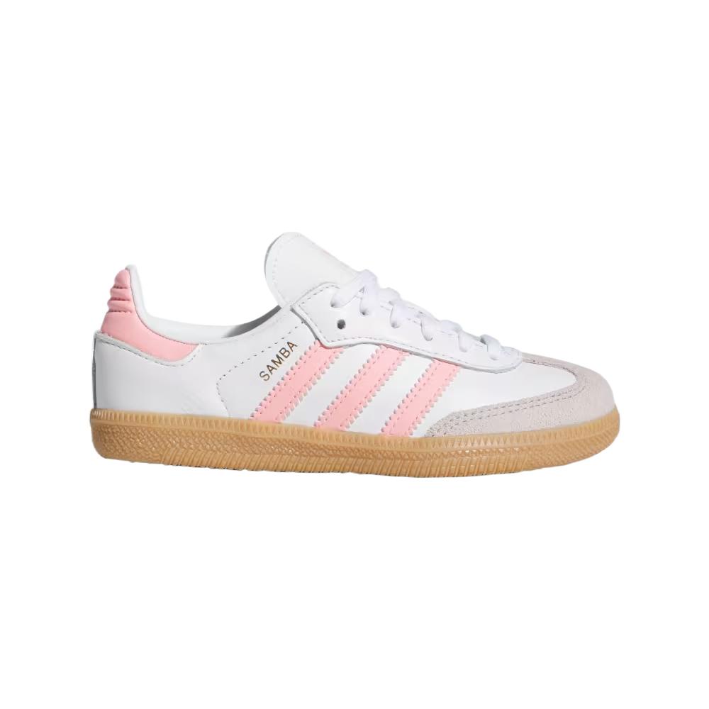 Самба OG детские скейтбординг кроссовки Adidas Originals, белый/Semi-Pink Spark/Rubber Color — фото 2