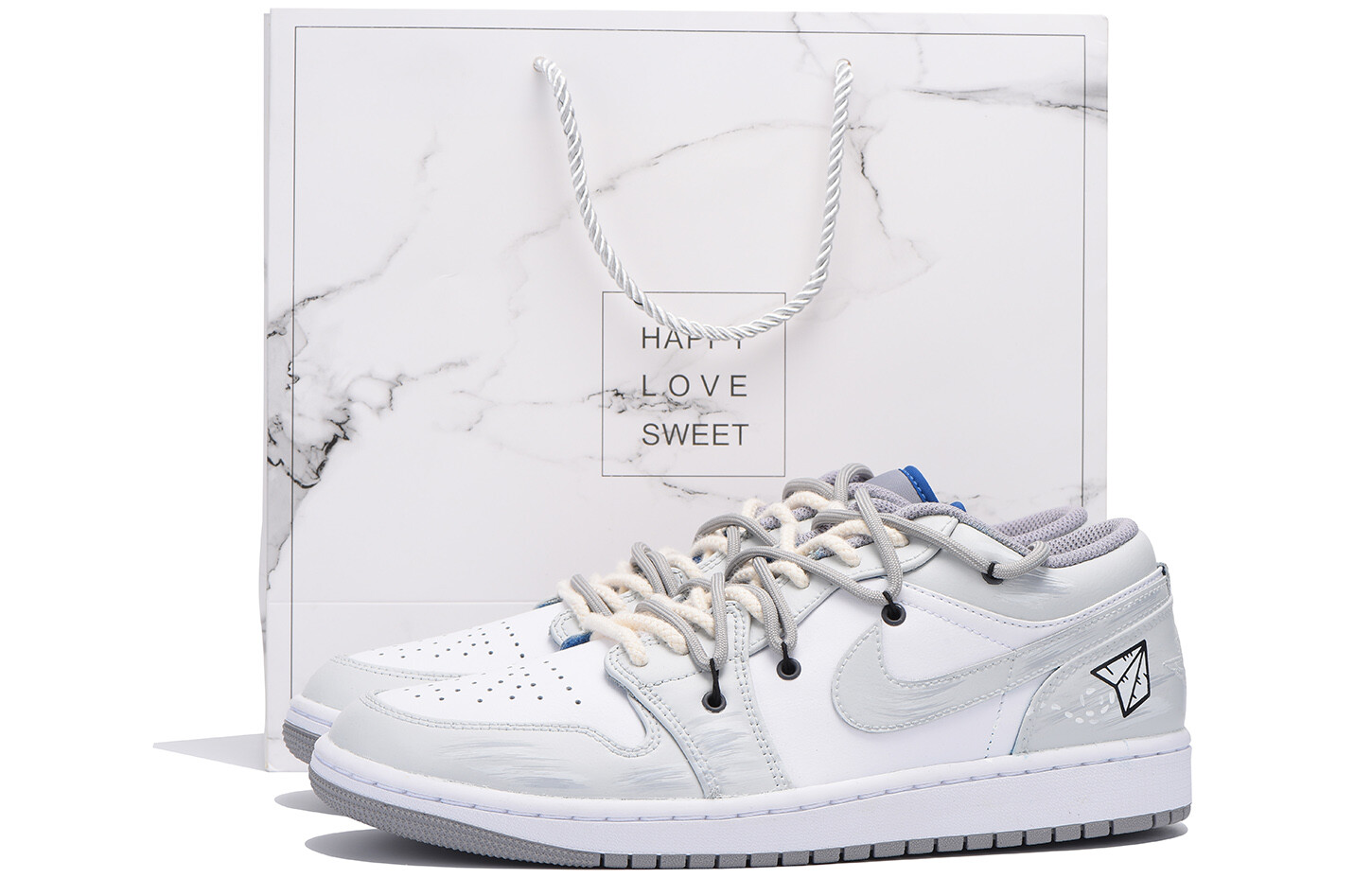 

Кроссовки Air Jordan 1 Vintage Basketball Shoes Men Low-top White, светло-серый