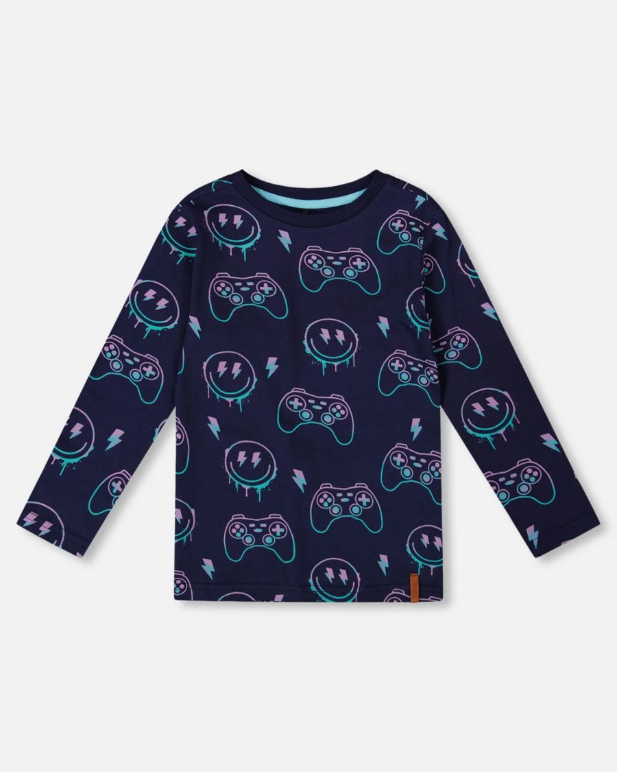 

Детская хлопковая футболка с длинным рукавом и принтом по всей поверхности, темно-синяя - для малышей/детей Deux par Deux, Navy blue, Синий, Детская хлопковая футболка с длинным рукавом и принтом по всей поверхности, темно-синяя - для малышей/детей Deux p