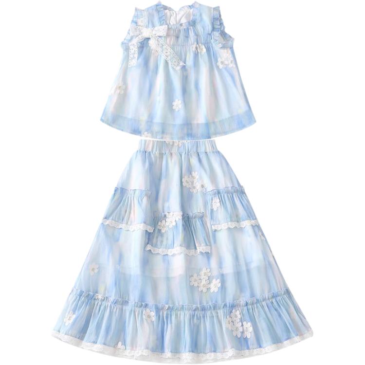 

Детский двухкомпонентный комплект с юбкой и круглым вырезом, средней длины PROTECTCAMEL, светло-синий