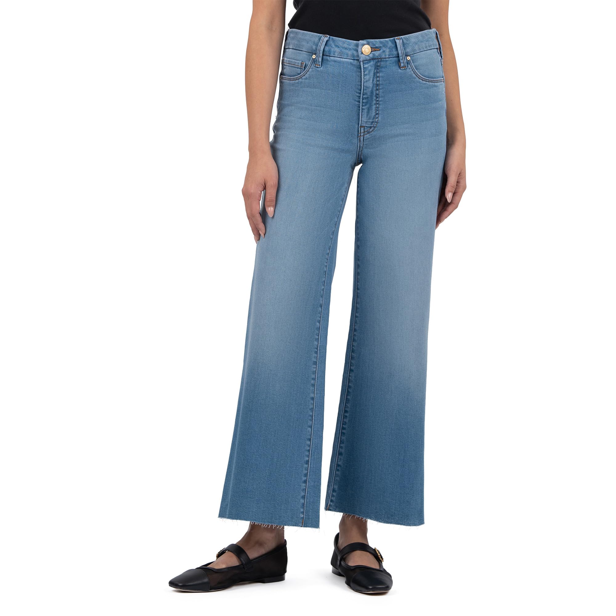 

Джинсы KUT from the Kloth Meg High-Rise Fab Ab Wide Leg Raw Hem, Deference