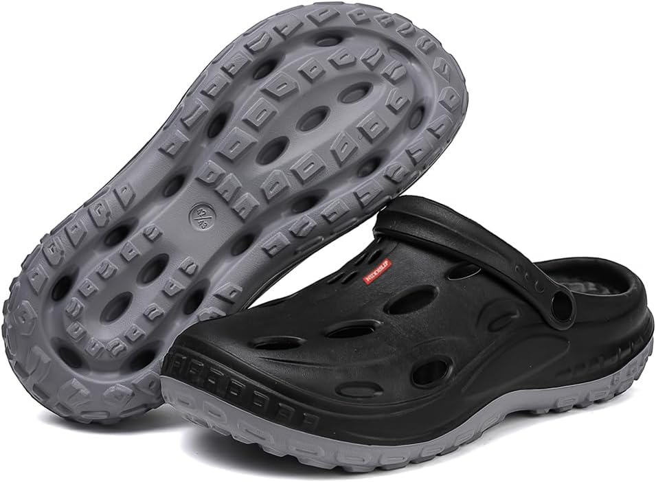 

Унисекс сабо с регулируемым размером, легкие цветные дырчатые сабо с мягкой подошвой - максимальный комфорт для сада, пляжа и прогулок на открытом воздухе летом Niddislip, черный