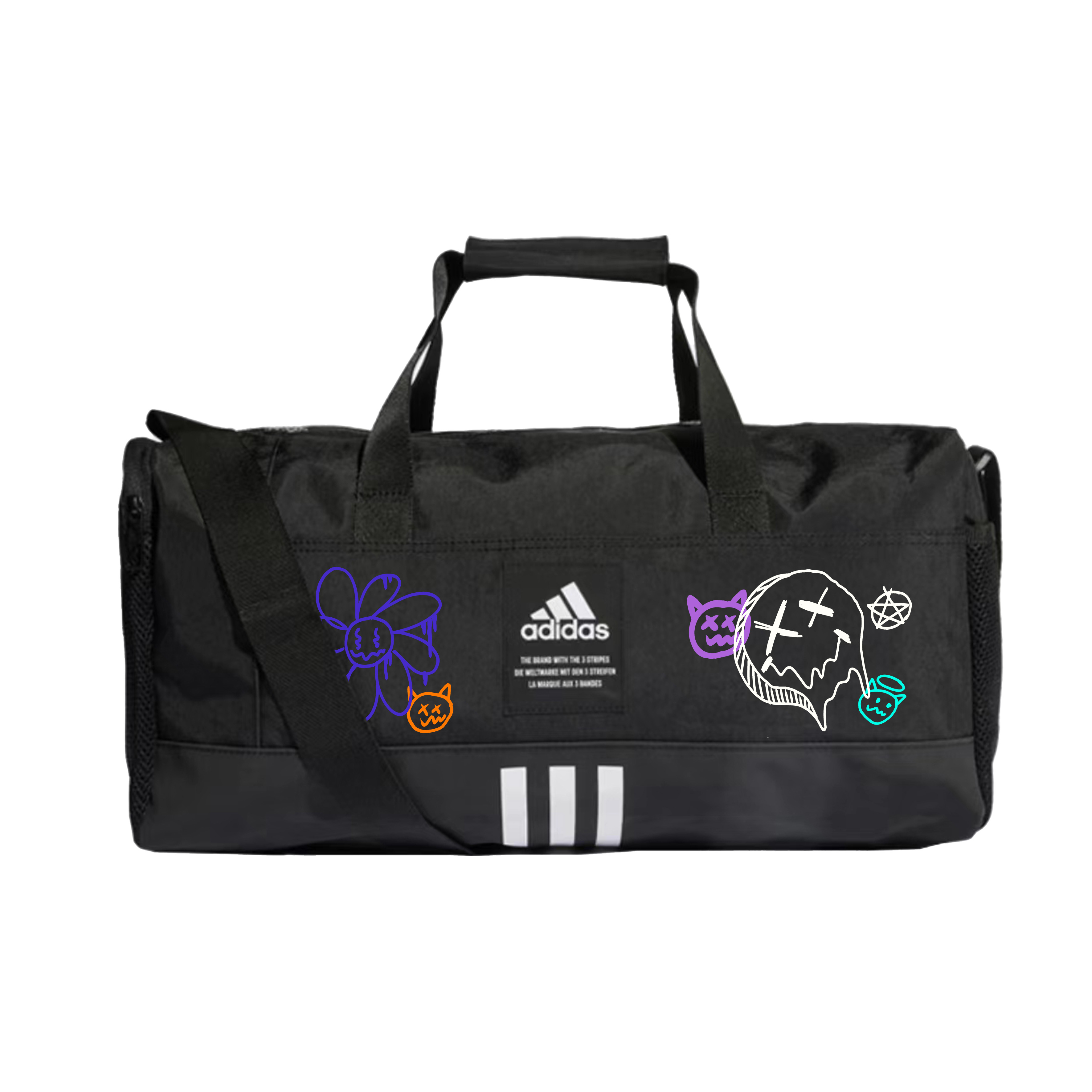 

Adidas Одноплечевая кроссбоди сумка из ткани, Quirky Smiling Graffiti