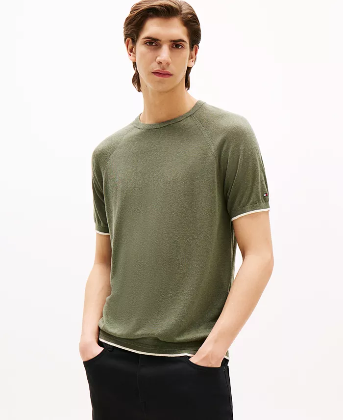 

Мужская футболка с коротким рукавом свободного кроя вязаная Tommy Hilfiger, зеленый