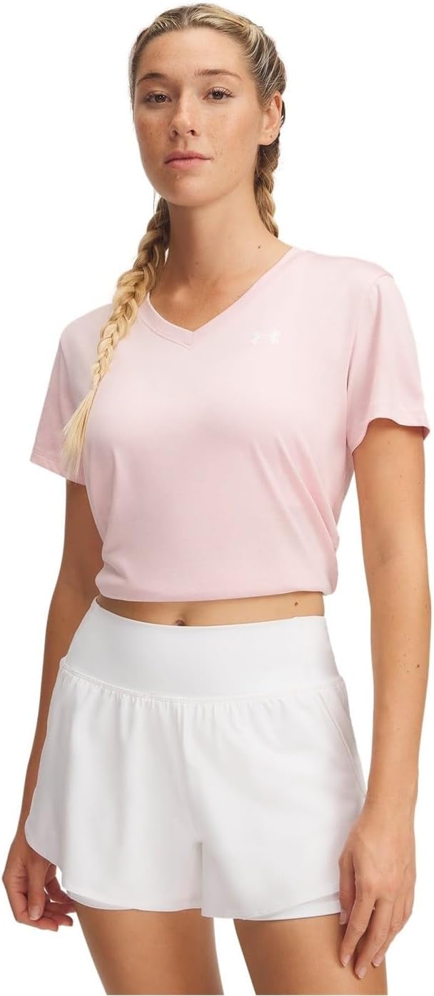 

Under Armour Женская Футболка Tech Twist V-образным Вырезом с Коротким Рукавом, (647) Prime Pink/White, Белый, Under Armour Женская Футболка Tech Twist V-образным Вырезом с Коротким Рукавом, (647) Prime Pink/White