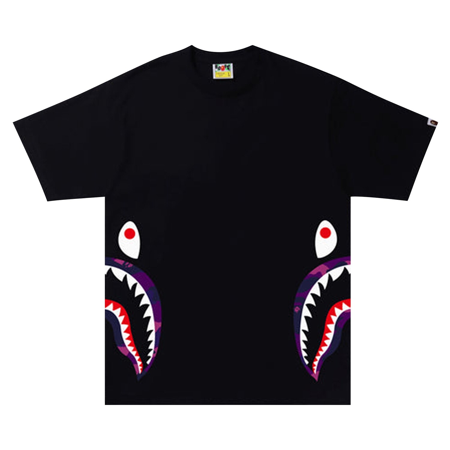 

Футболка BAPE Color Camo Side Shark, Черный/Фиолетовый