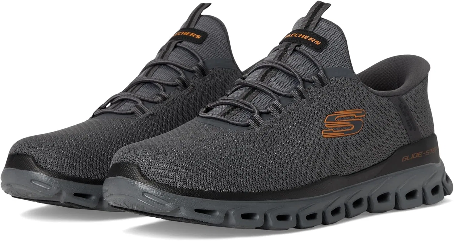Мужские кроссовки Skechers Glide-Step Noxus Hands Free без шнурков, Charcoal Orange — фото 2