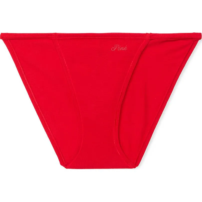 Victoria's Secret Розовые хлопковые стринги бикини / ярко-вермильоновые трусики женские, 1 шт, красные