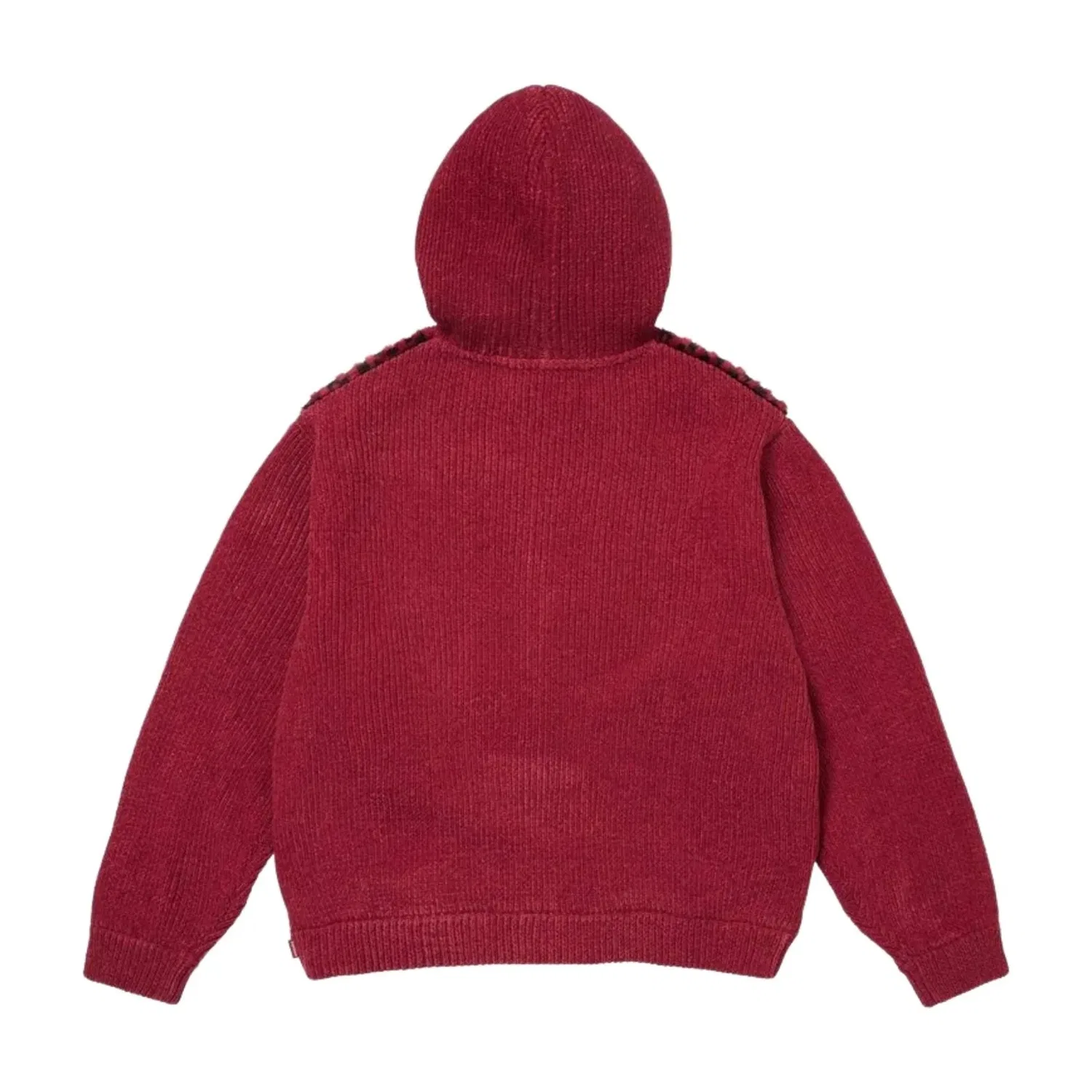 Свитер Supreme SS26 с капюшоном на молнии и клетчатым рисунком из искусственного меха, красный, SUP-SS26-127-RED — фото 2