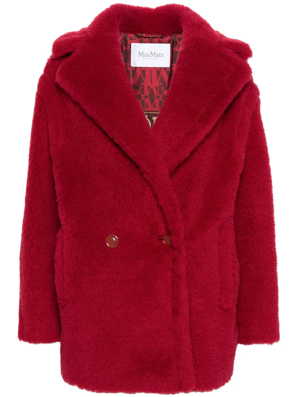 

Двубортное пальто из смесовой шерсти MAX MARA, красный