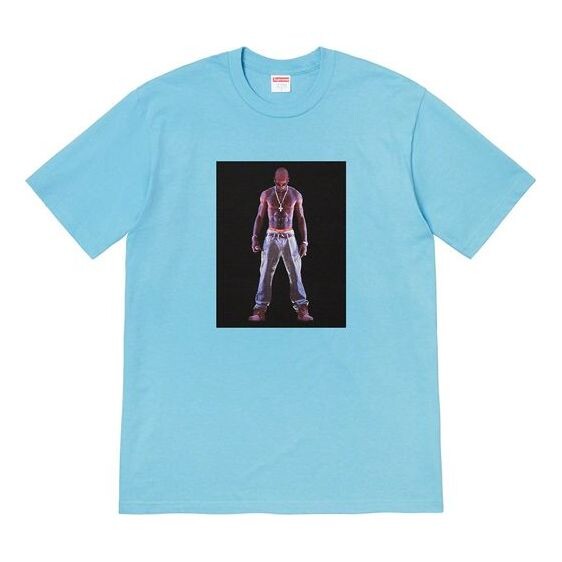 

Футболка ss20 week 1 tupac hologram tee virtual characters short sleeve blue Supreme, синий