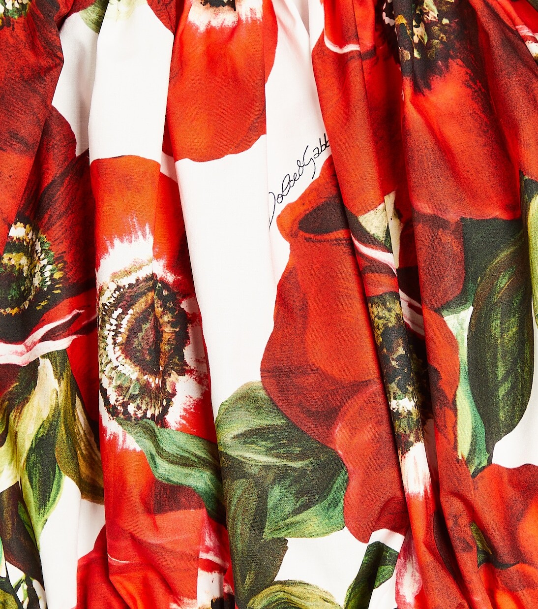 Хлопковый укороченный топ с открытыми плечами и цветочным принтом Dolce&Gabbana Kids, красный — фото 3