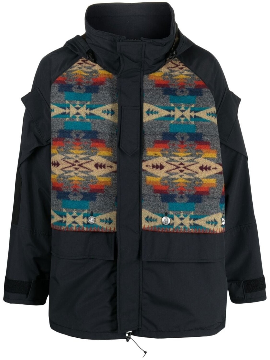 

Junya Watanabe MAN куртка с капюшоном и узором, черный