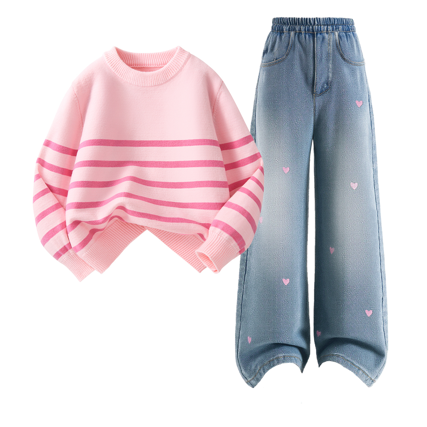 

Детская повседневная спортивная одежда Disney, Solid Color Pink+Solid Color Sea Salt Blue