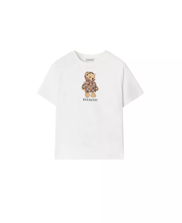 

Хлопковая футболка с изображением медведя-пуховика для мальчиков - для малышей и для взрослых. Burberry, белый