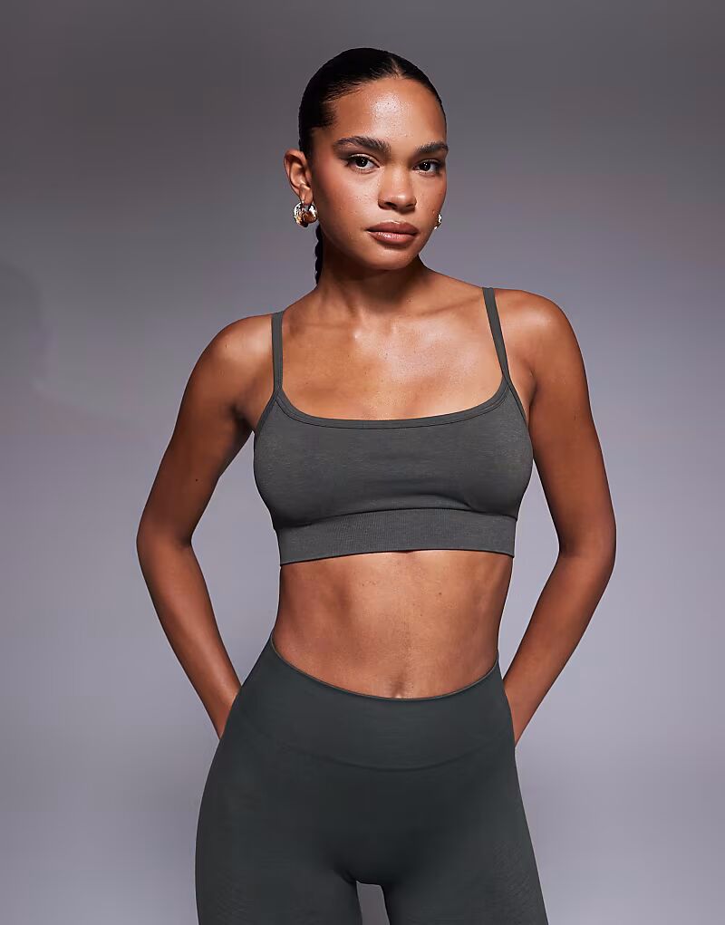 

Бесшовный спортивный бюстгальтер-бандо Sculpt темно-оливкового цвета Tala