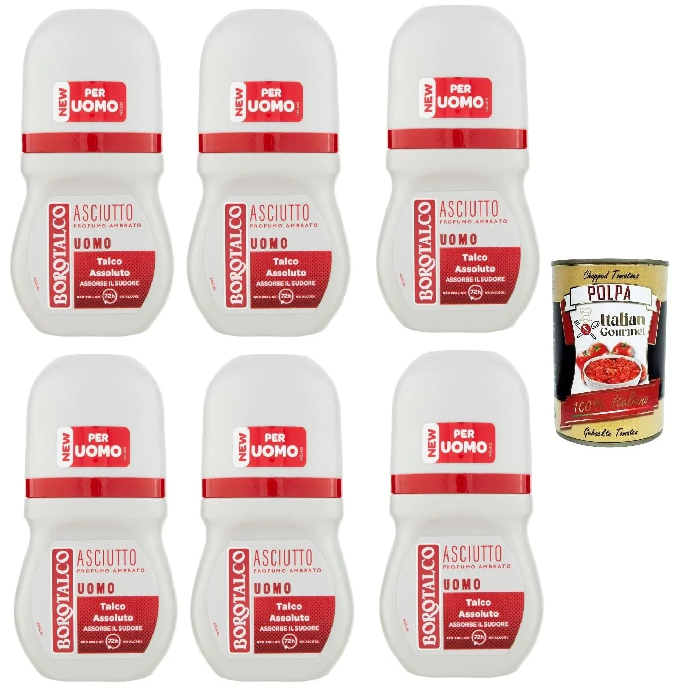 Мужской роликовый дезодорант Borotalco Uomo Asciutto Men Amber, 50 мл (6 шт.) Italian Gourmet E.R.