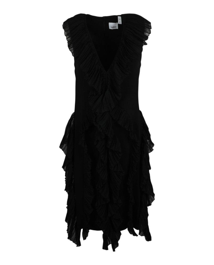 

Бесрукавное плиссированное платье из шелка Burberry, черный