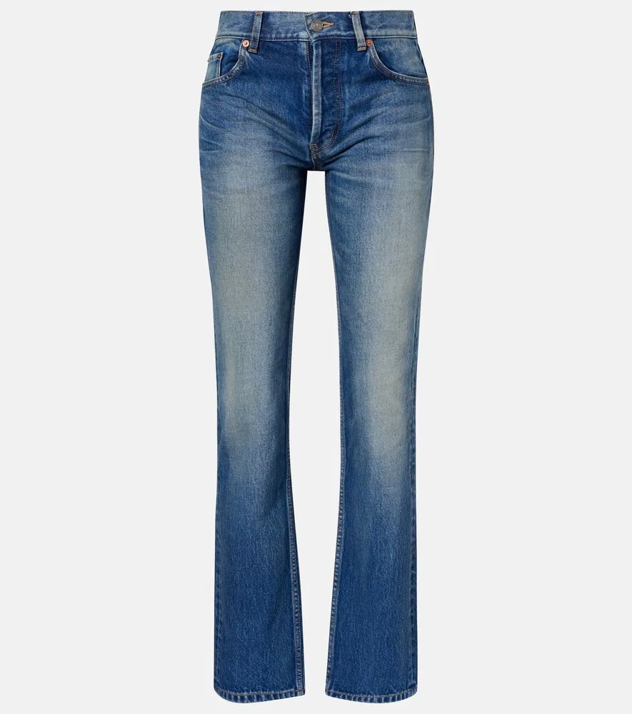 Выцветшие прямые джинсы Saint Laurent, синий