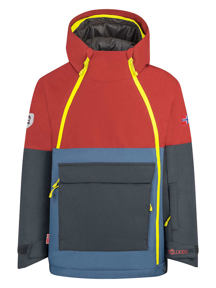 

Лыжная/сноубордическая куртка Eikedalen коричнево-красного/синего цвета. Trollkids