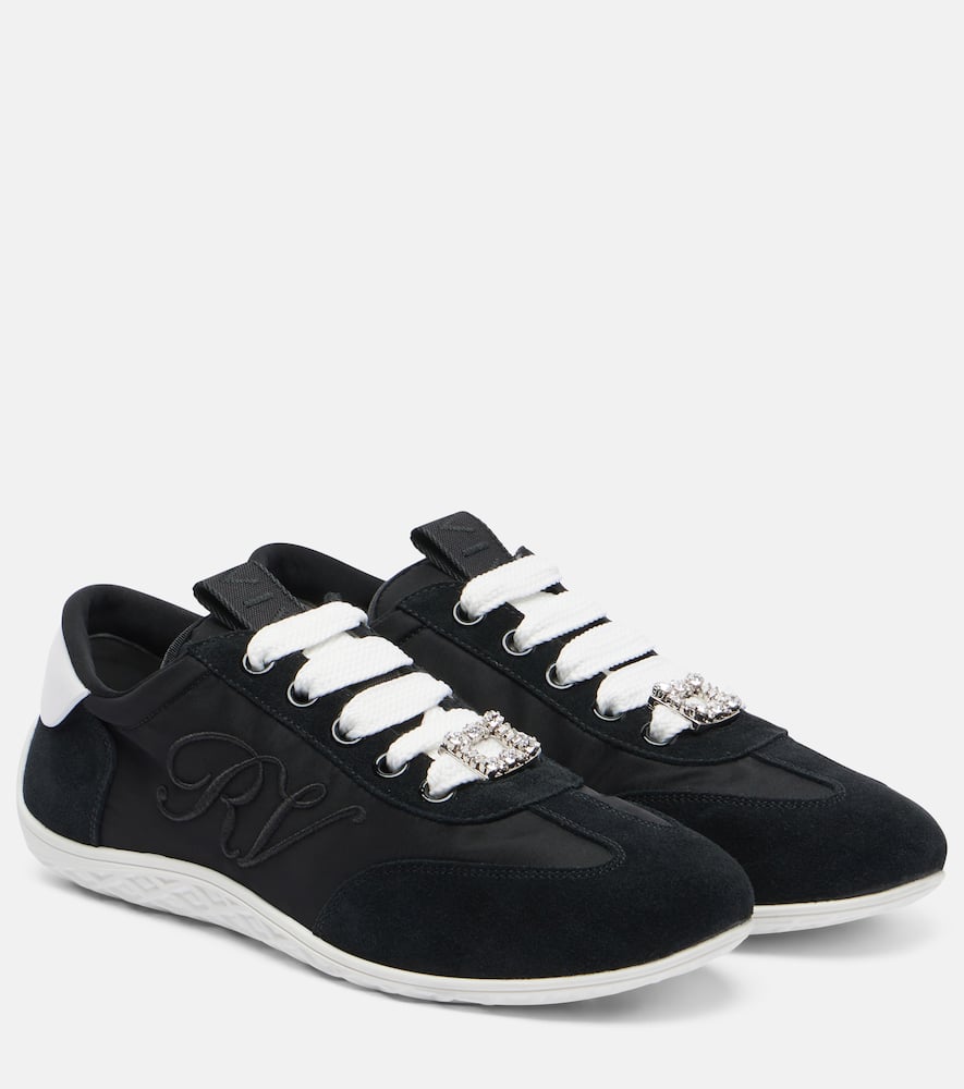 Viv низкие кроссовки из сатина с отделкой из замши Roger Vivier, B999(Nero)+B001(Bianco)