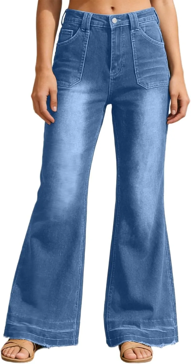 

Джинсы для женщин Flared Bootcut High Waist Wide Leg Stretchy WWPPAION